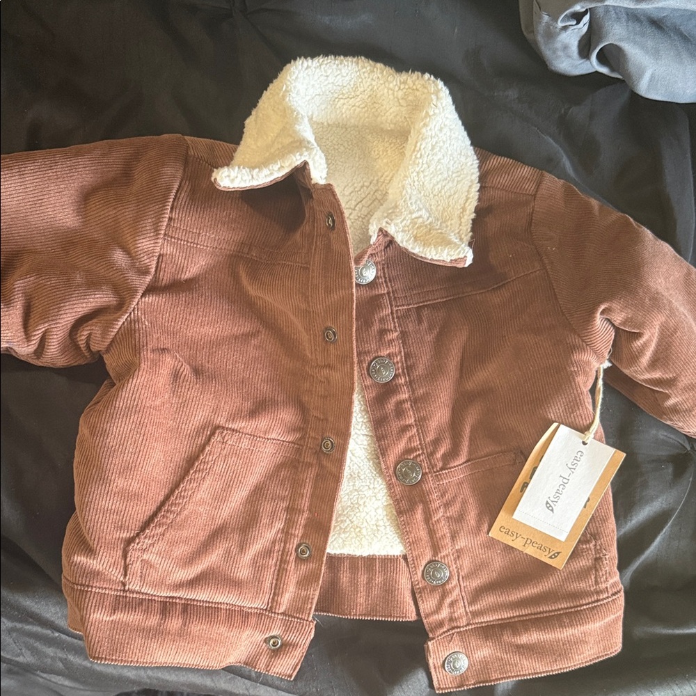 Kids Brown Corduroy Jacket with Sherpa Lining